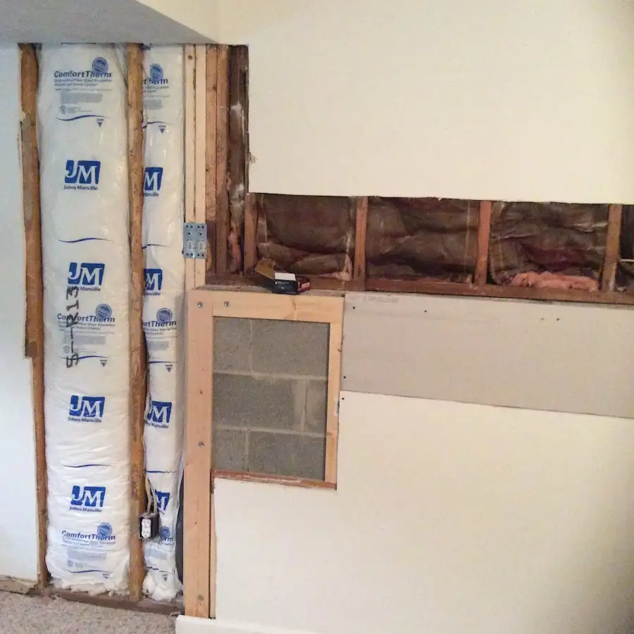 Wall insulation replacement during Structural Drying in Nantucket
